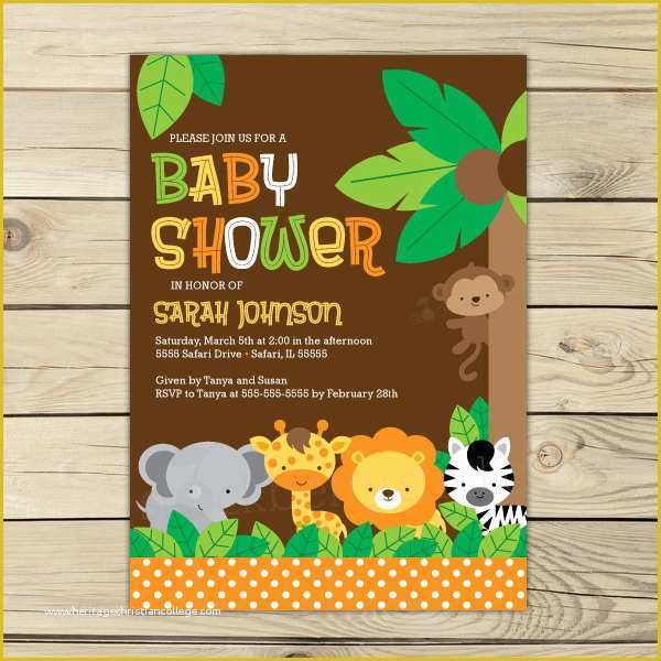Free Printable Safari Baby Shower Invitation Templates Of Jungle Safari Baby Shower Invitation Printable Safari Baby