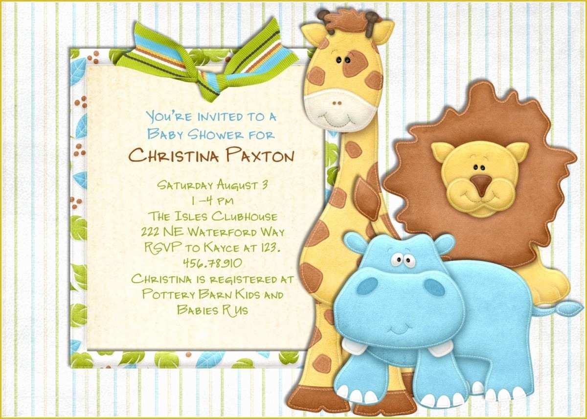 Free Printable Safari Baby Shower Invitation Templates Of New Baby Shower Invitations Jungle Safari Animals