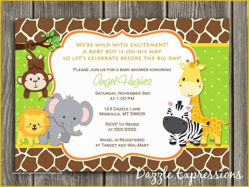 Free Printable Safari Baby Shower Invitation Templates Of Printable Jungle Baby Shower Invitation