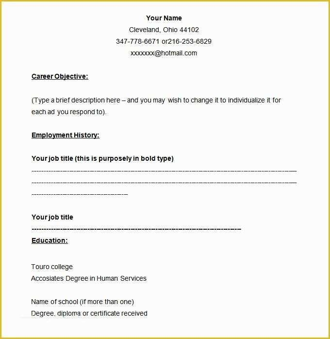 Free Printable Sample Resume Templates Of 46 Blank Resume Templates Doc Pdf