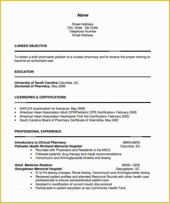 Free Printable Sample Resume Templates Of Sample Pharmacist Resume 9 Download Documents In Pdf