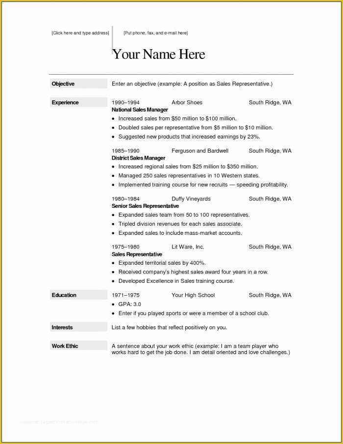 Free Printable Sample Resume Templates Of totally Free Printable Resume Templates Resume Resume