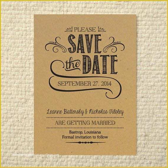 Free Printable Save the Date Invitation Templates Of Diy Kraft Paper Wedding Save the Date Handlettered
