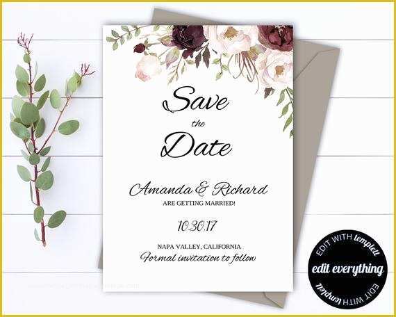 Free Printable Save the Date Invitation Templates Of Floral Save the Date Wedding Template Floral Wedding Save