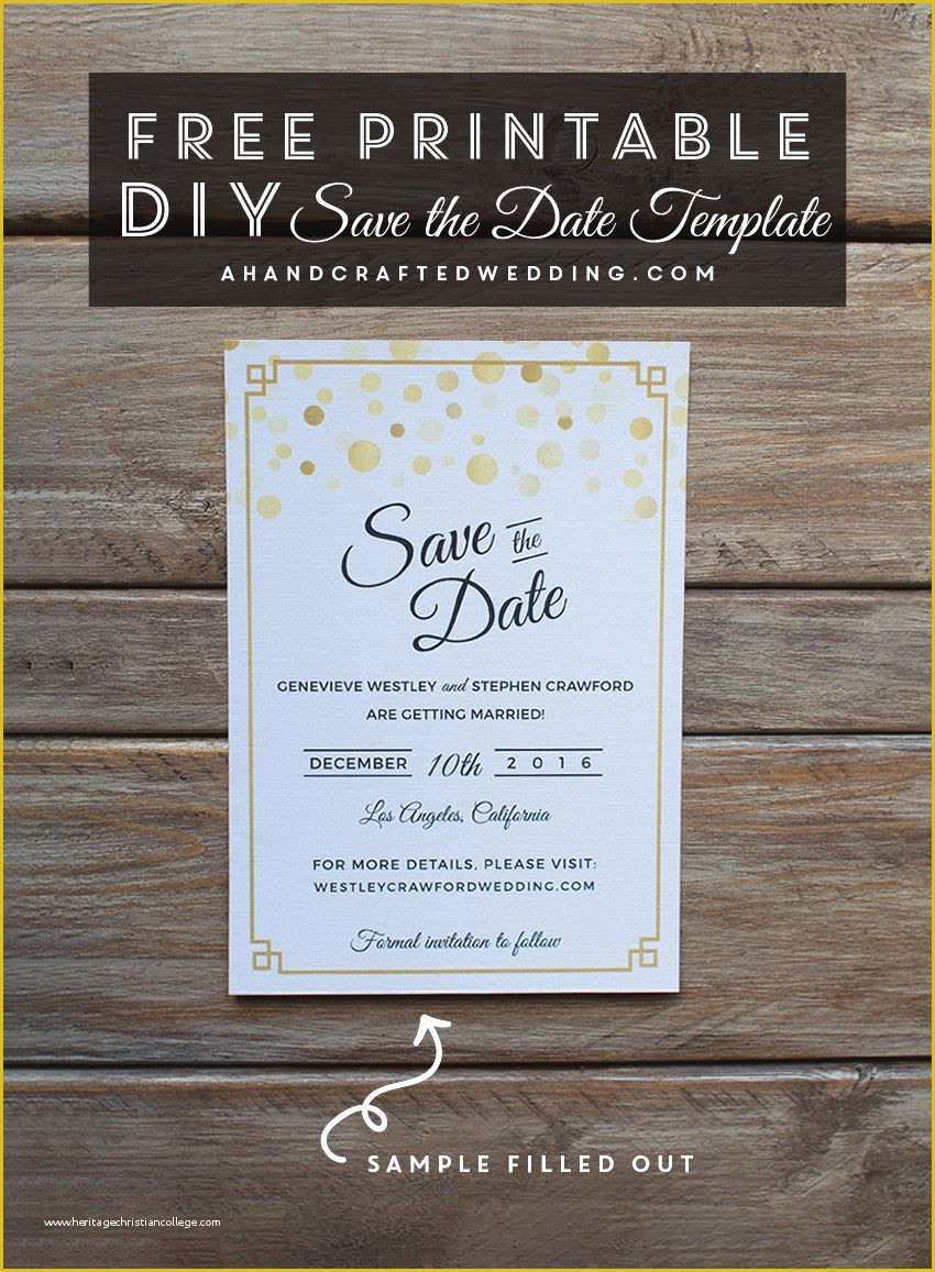 Free Printable Save the Date Templates Of Free Modern Gold Diy Save the Date Template Download This