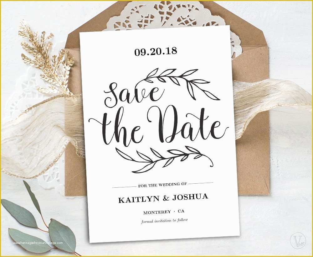 Free Printable Save the Date Templates Of Printable Save the Date Card Template Kraft Save the Date