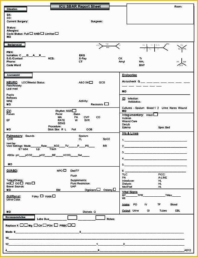 Free Printable Sbar Template Of Nursing Handoff Report Sheet Beautiful Nursing Handoff
