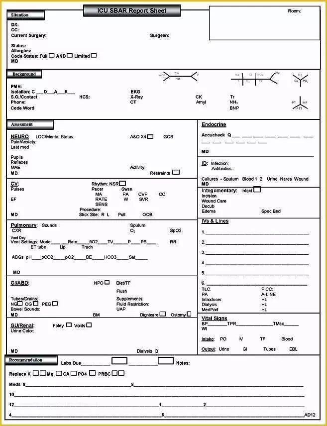 35 Free Printable Sbar Template | Heritagechristiancollege