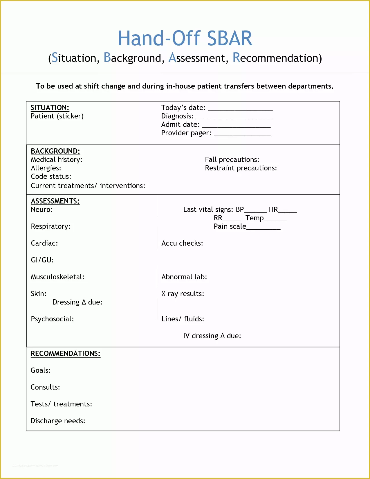 Free Printable Sbar Template Of Sbar Report Sheet Template Nurse Tips&amp;tricks