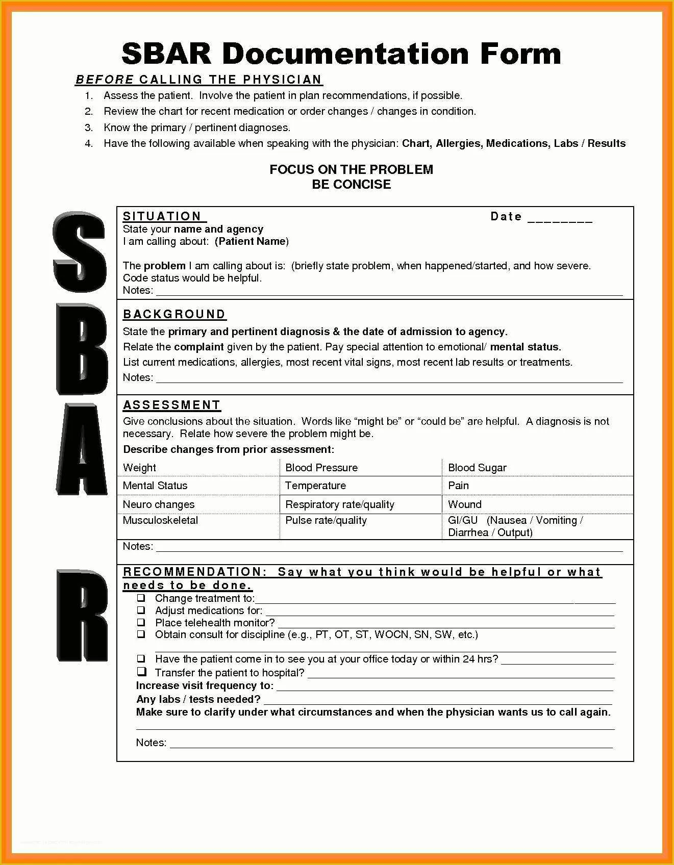 Free Printable Sbar Template Of Sbar Template Beepmunk