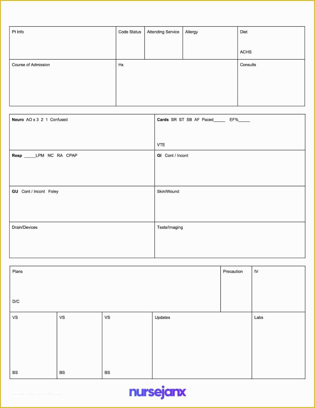 Free Printable Sbar Template Of the Best Sbar & Brain Free Nursing Report Sheets 2018