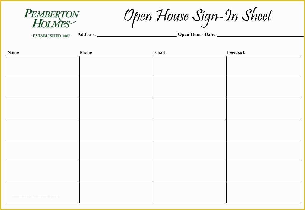 Free Printable Sign In Sheet Template Of 10 Free Sample Open House Sign In Sheet Templates