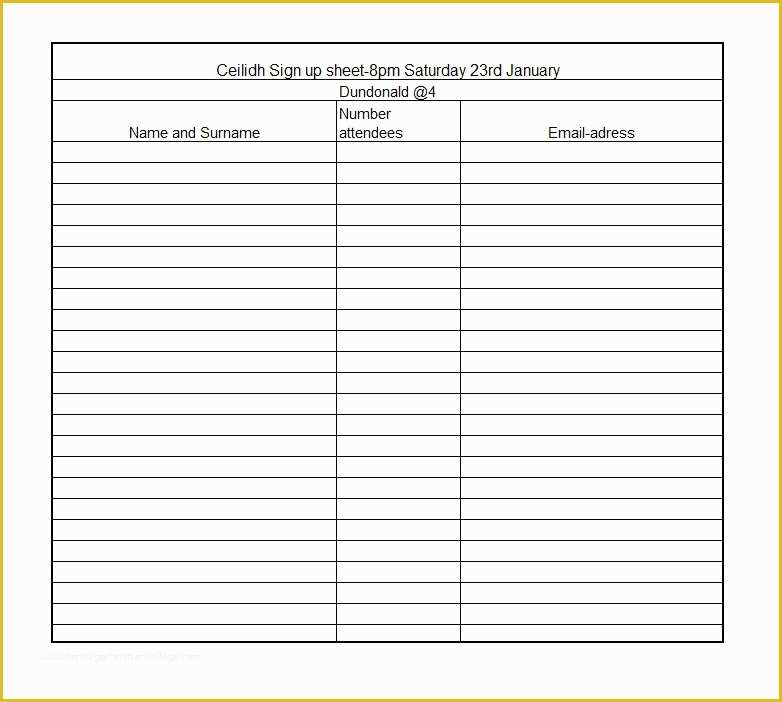Free Printable Sign In Sheet Template Of 40 Sign Up Sheet Sign In Sheet Templates Word & Excel
