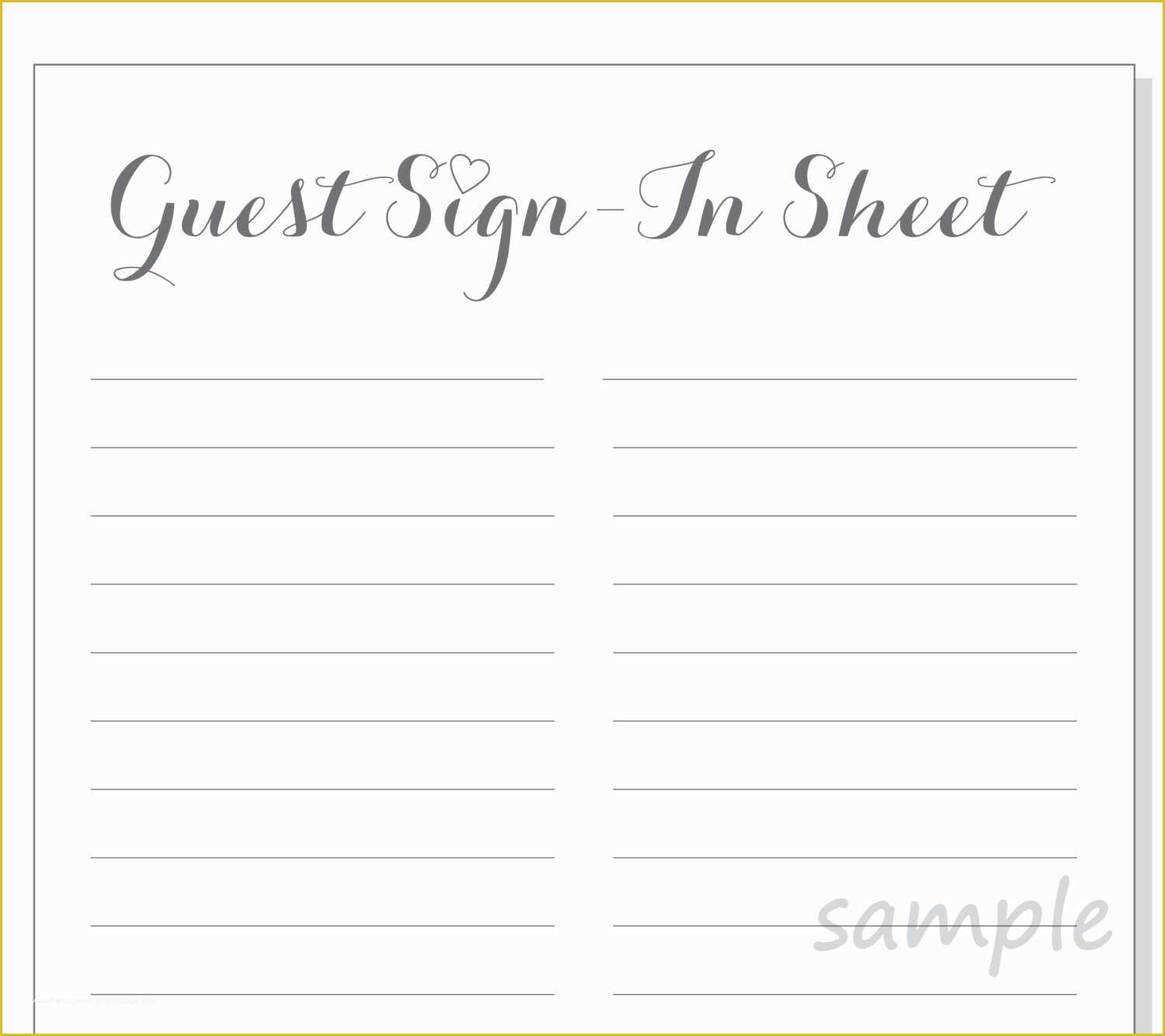 Free Printable Sign In Sheet Template Of Diy Guest Sign In Sheet Printable for A Wedding Bridal