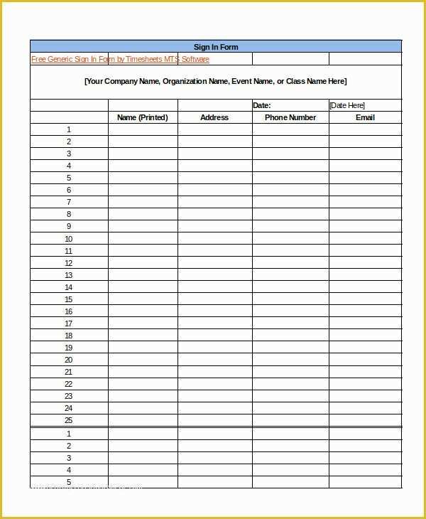 Free Printable Sign In Sheet Template Of event Sign In Sheet Template 16 Free Word Pdf
