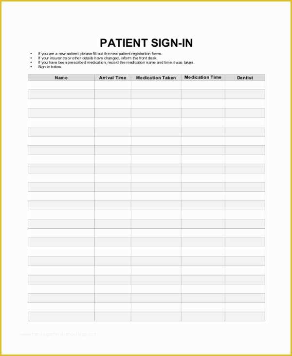 Free Printable Sign In Sheet Template Of Patient Sign In Sheet Templates
