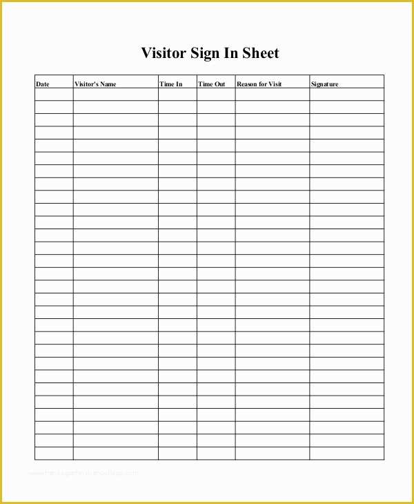 Free Printable Sign In Sheet Template Of Sign In Sheet 30 Free Word Excel Pdf Documents