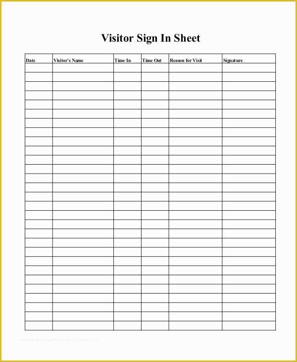 Free Printable Sign In Sheet Template Of Sign In Sheet 30 Free Word Excel Pdf Documents