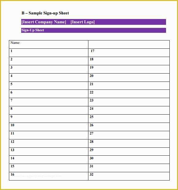 Free Printable Sign In Sheet Template Of Sign Up Sheet Template 10 Free Samples Examples format