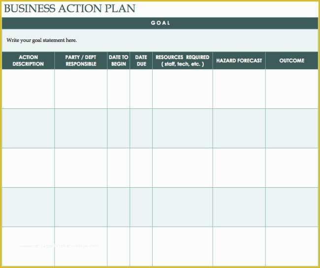 Free Printable Simple Business Plan Template Of 41 Best Templates Of Business Action Plan Thogati