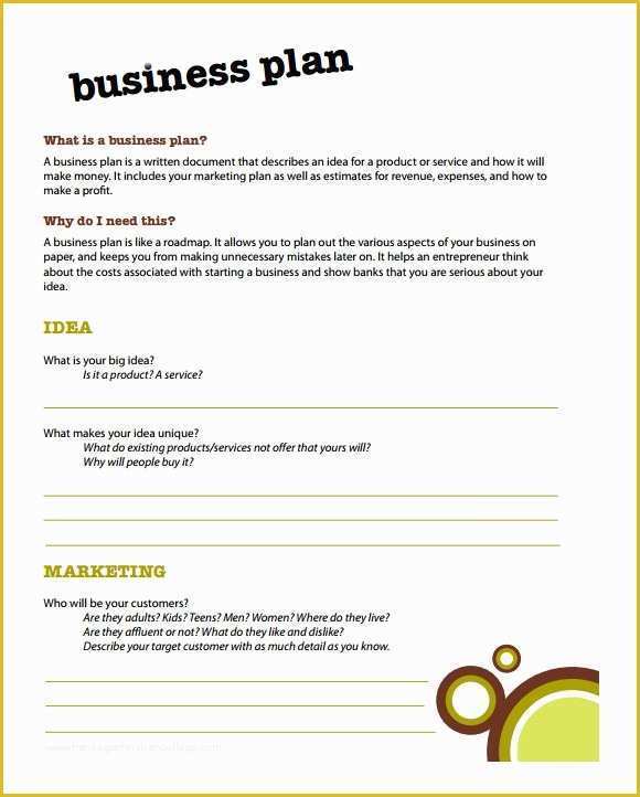 Free Printable Simple Business Plan Template Of Business Plan Template for Kids – Free Business Plan