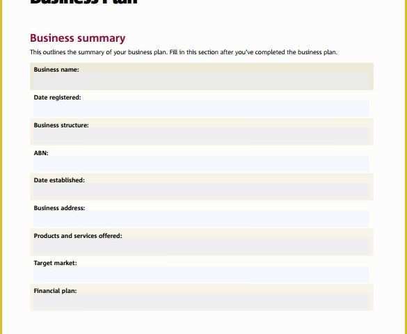 Free Printable Simple Business Plan Template Of Simple Business Plan Template Australia