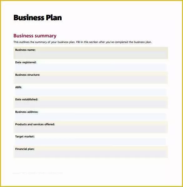 46 Free Printable Simple Business Plan Template