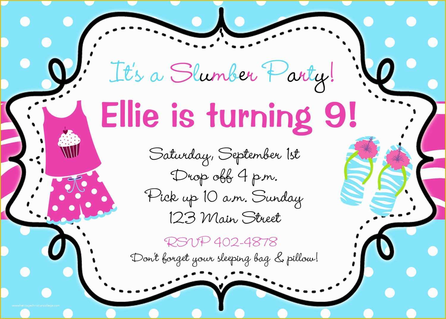 Free Printable Slumber Party Invitations Templates Of 6 Best Of Sleep Over Birthday Party Invitation