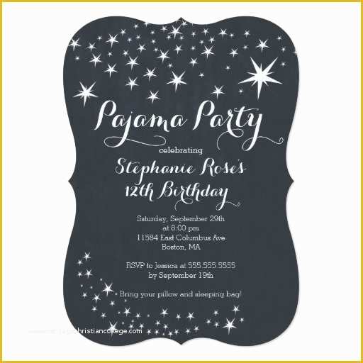 Free Printable Slumber Party Invitations Templates Of Chalkboard Slumber Party Birthday Party Invitation