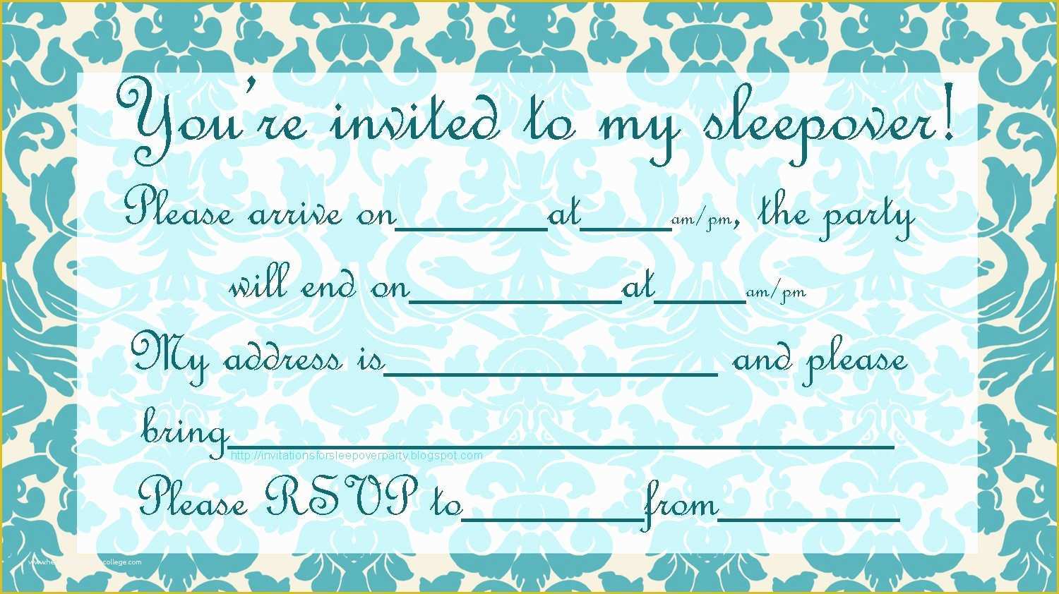 Free Printable Slumber Party Invitations Templates Of Cool Slumber Party Invitations