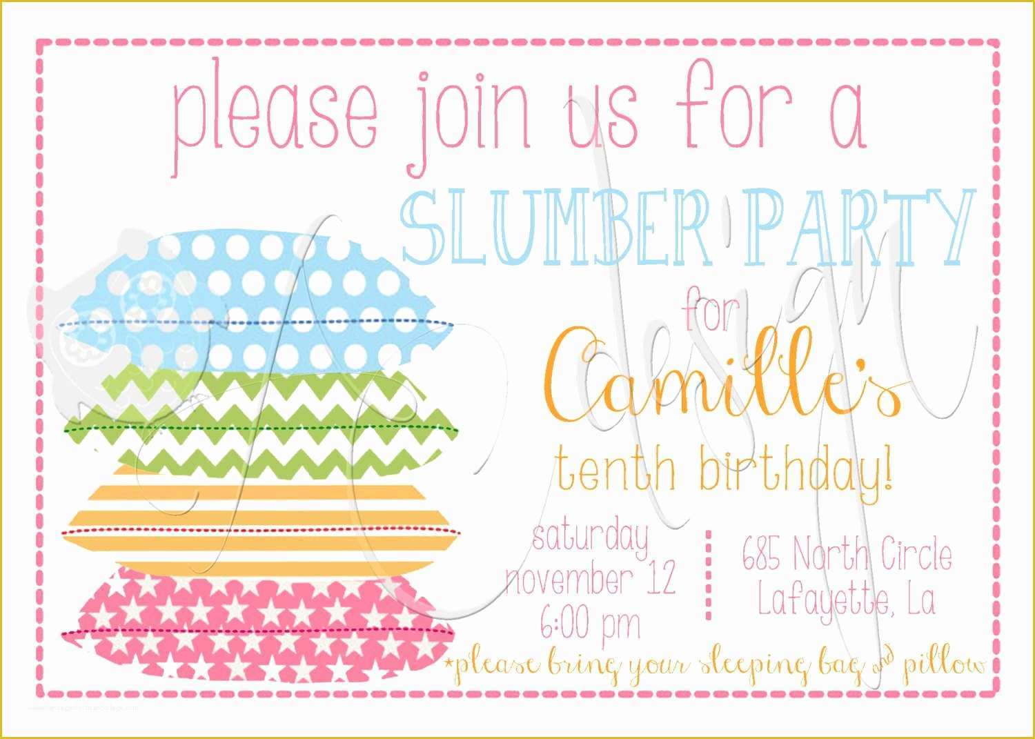 Free Printable Slumber Party Invitations Templates Of Free Printable Slumber Party Invitations Girls