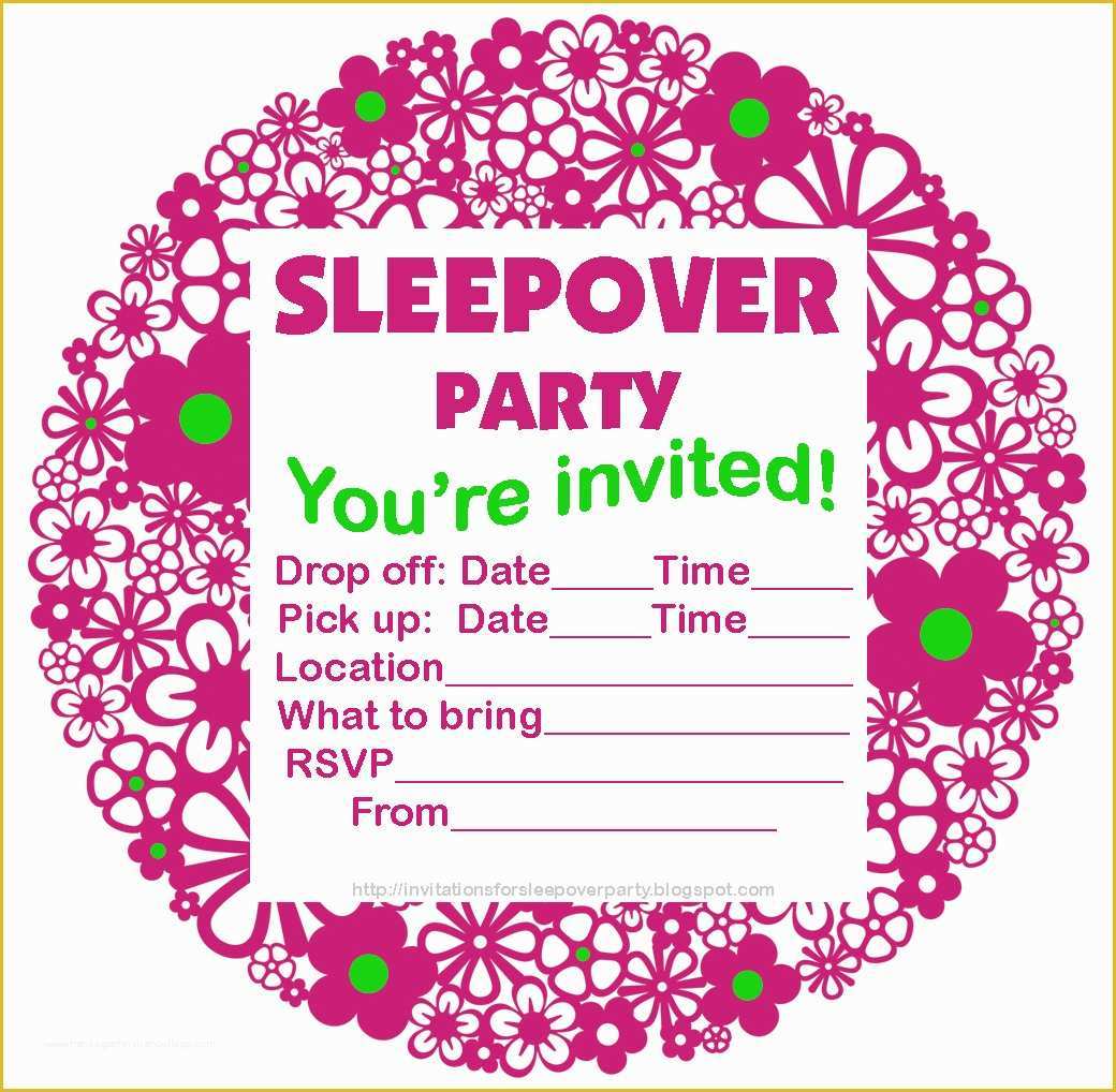Free Printable Slumber Party Invitations Templates Of Invitations for Sleepover Party