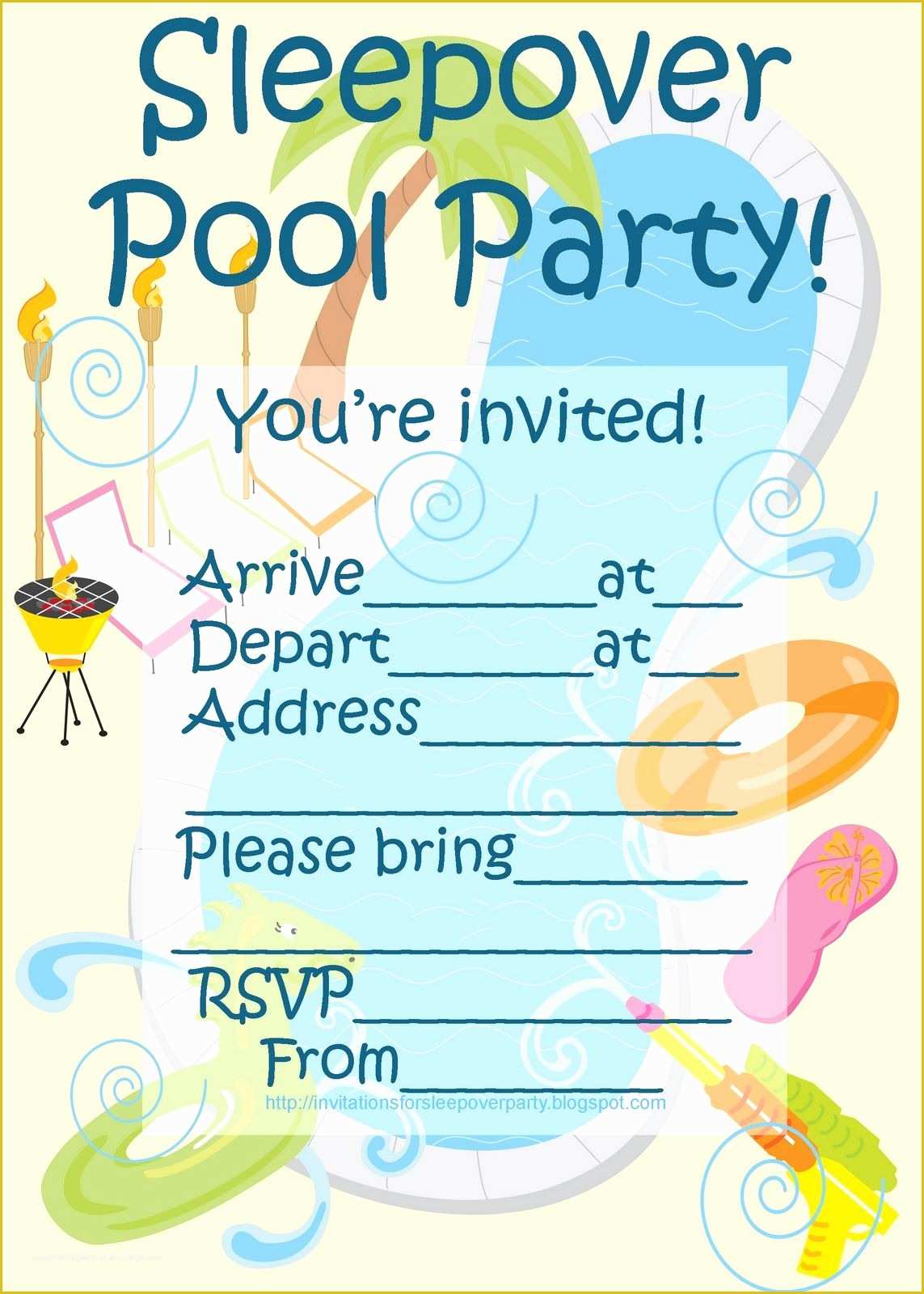 Free Printable Slumber Party Invitations Templates Of Invitations for Sleepover Party Sleepover Pool Party