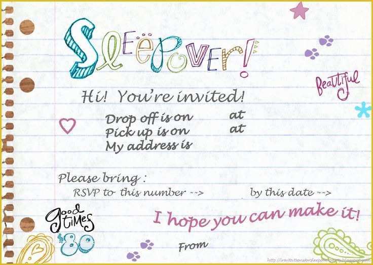 Free Printable Slumber Party Invitations Templates Of Invitations for Sleepover Party Slumber Party Teen