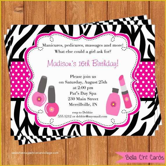 Free Printable Spa Party Invitations Templates Of 7 Best Of Spa Party Invitations Printable and