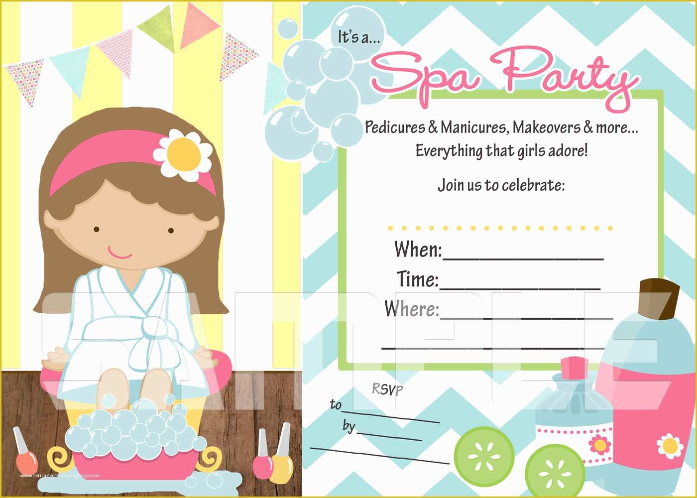Free Printable Spa Party Invitations Templates Of Fill In the Blank Spa Party Printable Invitation by