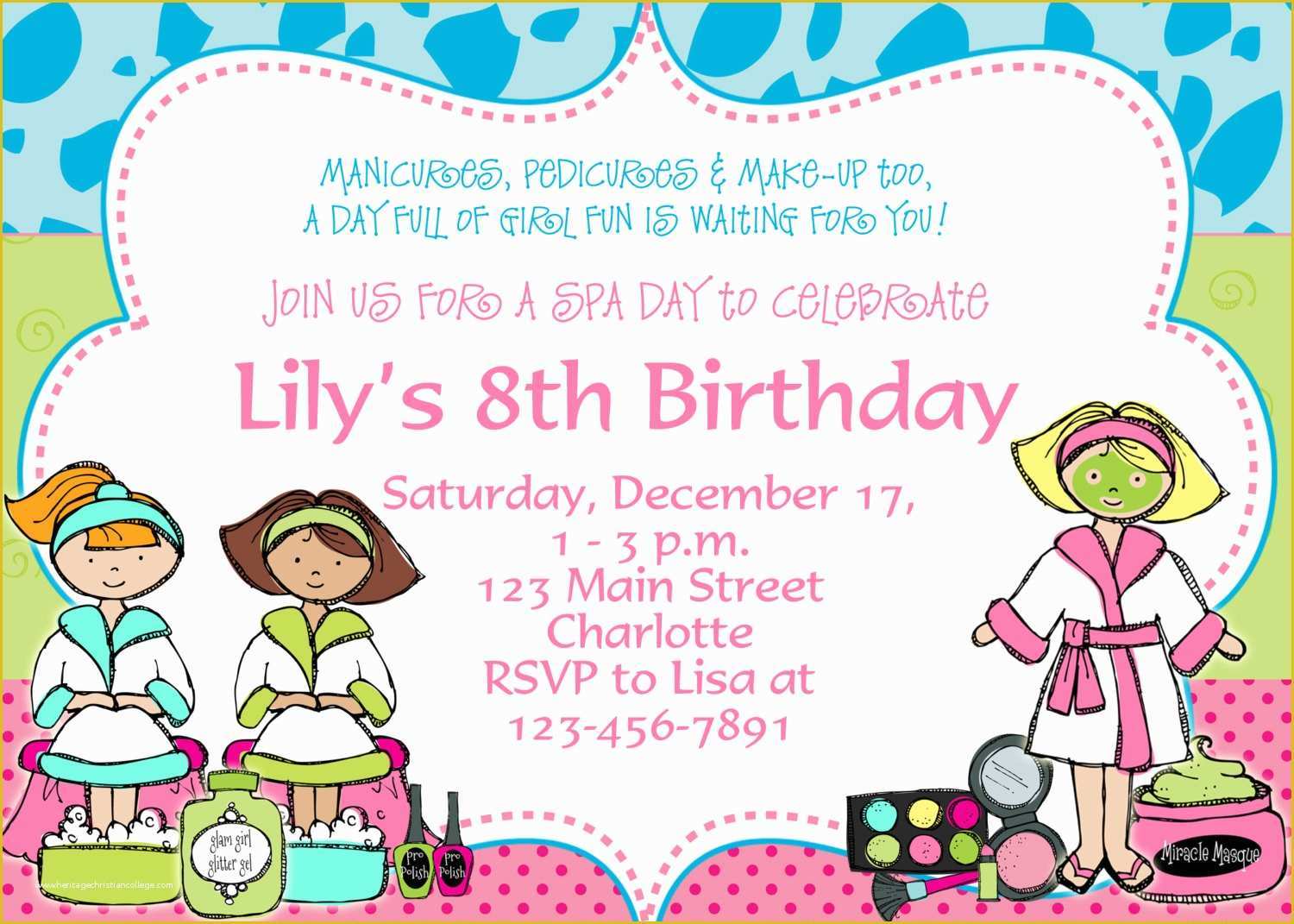 Free Printable Spa Party Invitations Templates Of Free Birthday Party Invitation Templates