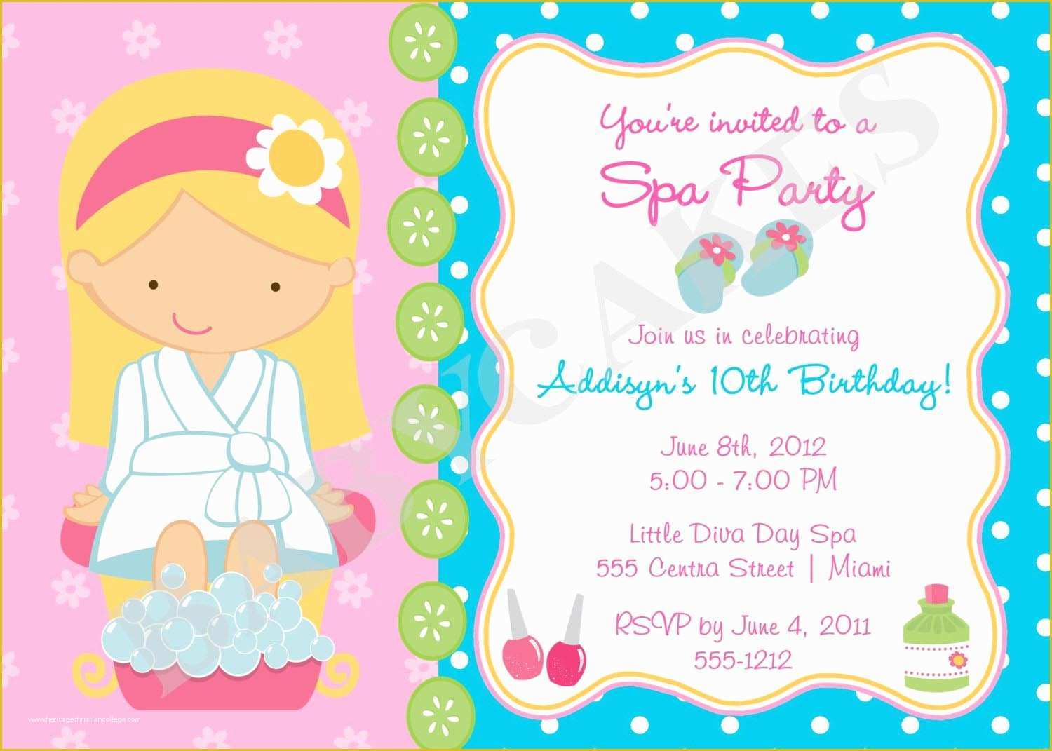 Free Printable Spa Party Invitations Templates Of Free Printable Girls Spa Party Invitation