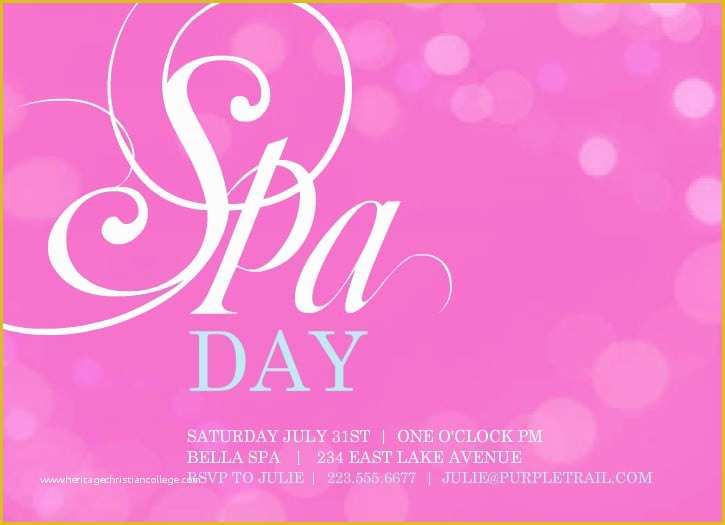 Free Printable Spa Party Invitations Templates Of Free Printable Spa Birthday Invitation