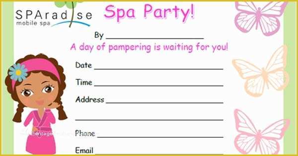 Free Printable Spa Party Invitations Templates Of Free Printable Spa Party Invitation by Sparadise Mobile