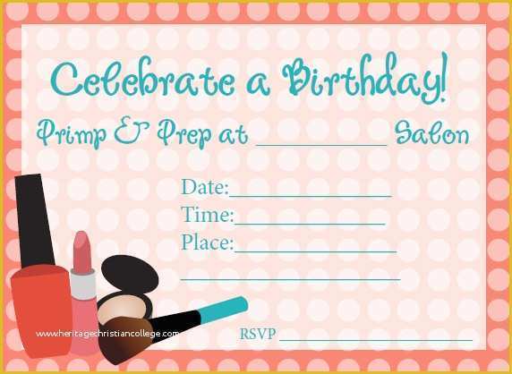 Free Printable Spa Party Invitations Templates Of Free Salon Birthday Party Printables From Poofy Cheeks