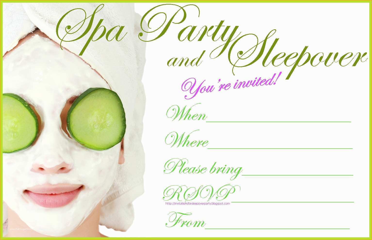 Free Printable Spa Party Invitations Templates Of Free Printable Spa
