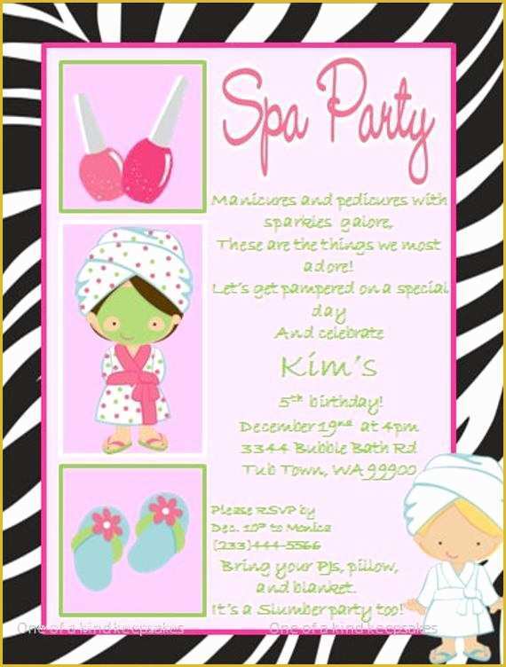 Free Printable Spa Party Invitations Templates Of Items Similar to Spa Party Zebra Invitations Printable Diy