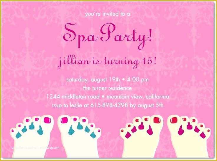 Free Printable Spa Party Invitations Templates Of Spa Birthday Party Invitation Template Free