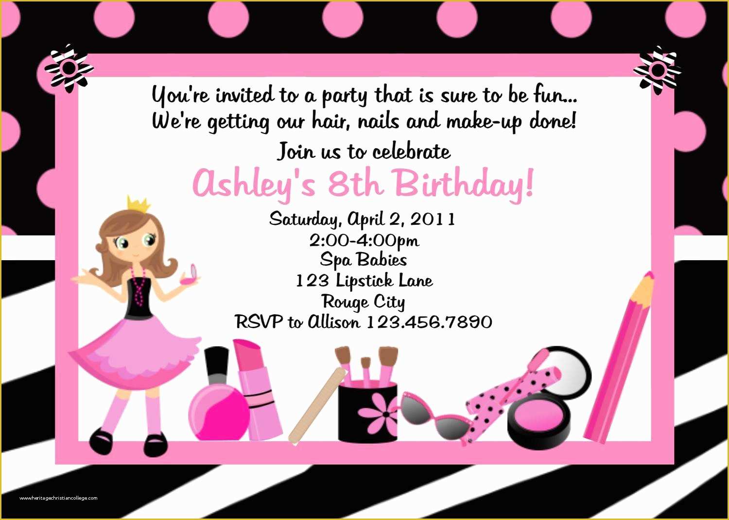 Free Printable Spa Party Invitations Templates Of Spa Birthday Party 