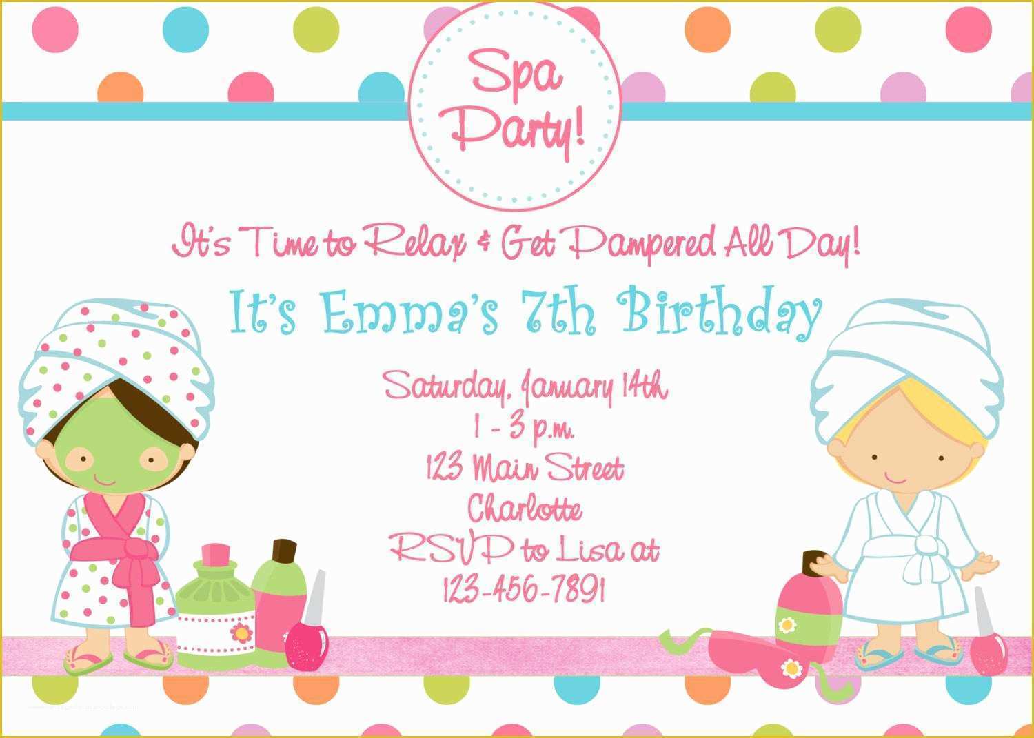 Free Printable Spa Party Invitations Templates Of Spa Birthday Party Invitations