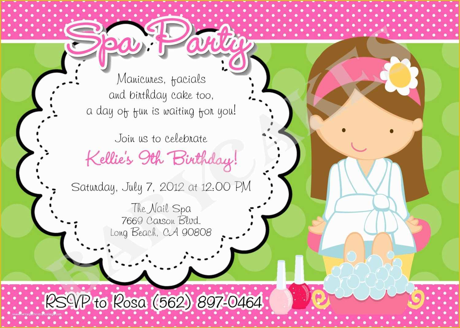 Free Printable Spa Party Invitations Templates Of Spa Party Birthday 