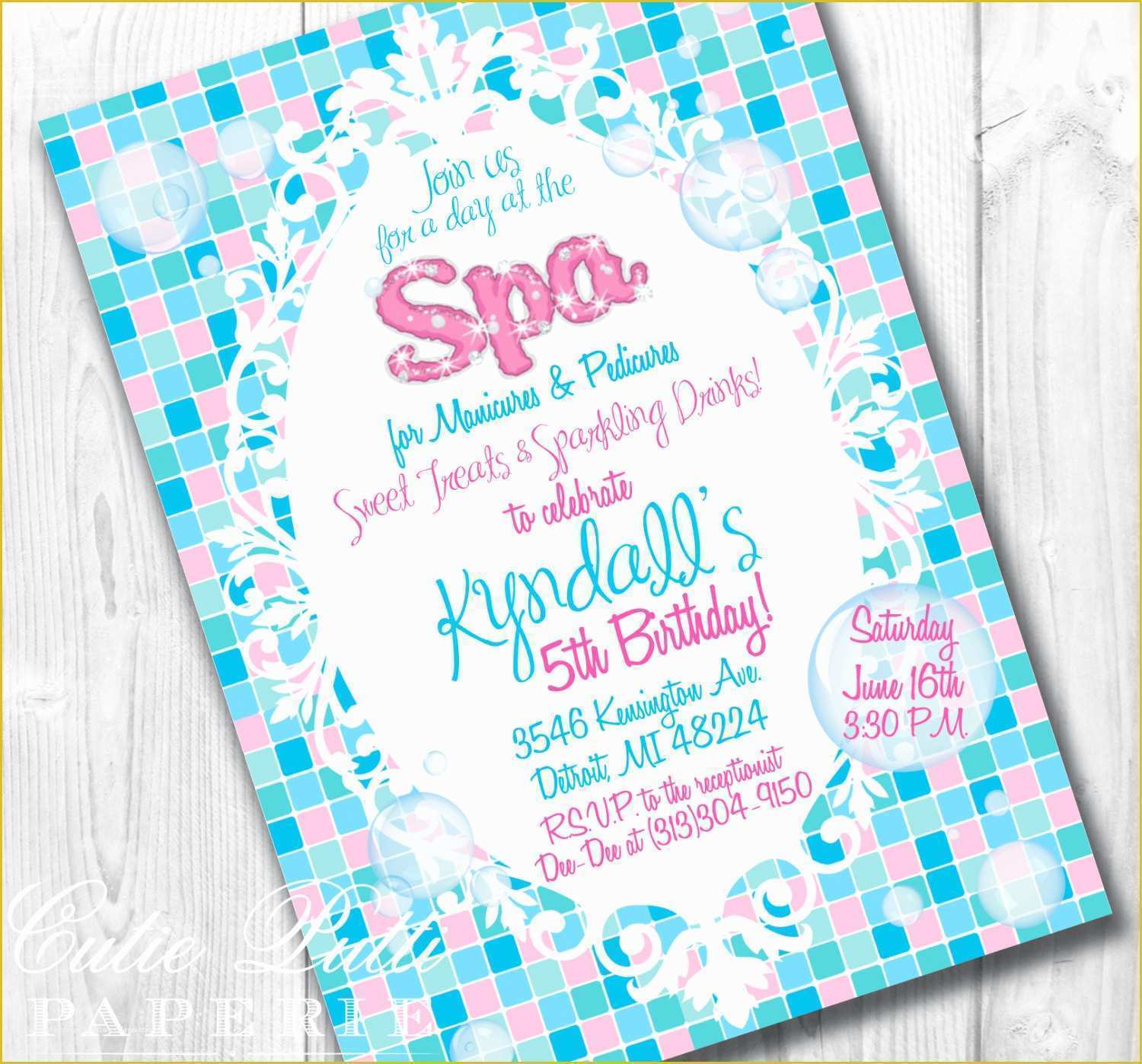 Free Printable Spa Party Invitations Templates Of Spa Party Invitations Printable Custom Invitations by Cutie
