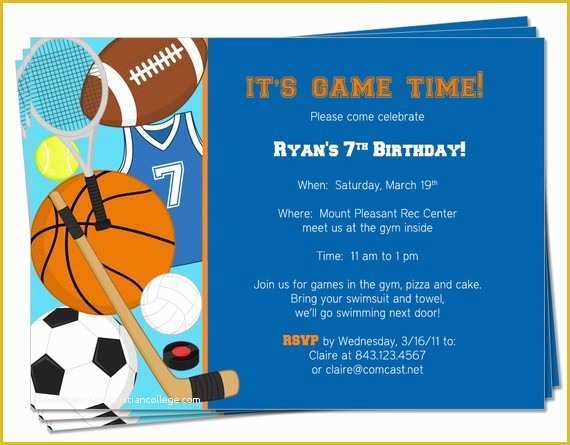 Free Printable Sports Birthday Invitation Templates Of 8 Best Of Sports theme Printable Templates Free