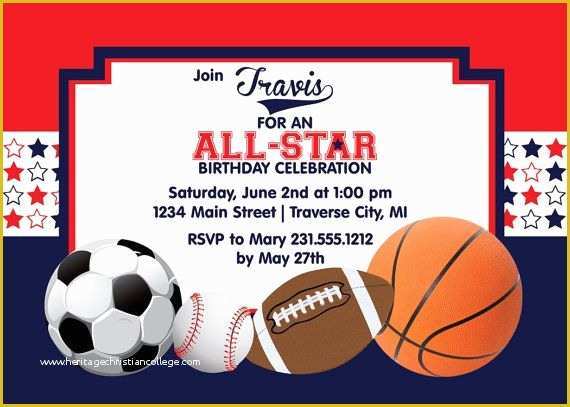 Free Printable Sports Birthday Invitation Templates Of All Star Birthday Invitation Printable Sports Birthday